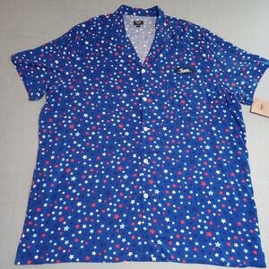 Home Free‎ Mens 2XL Blue Star Texas Patch Short Sleeve Button Down Shirt NEW